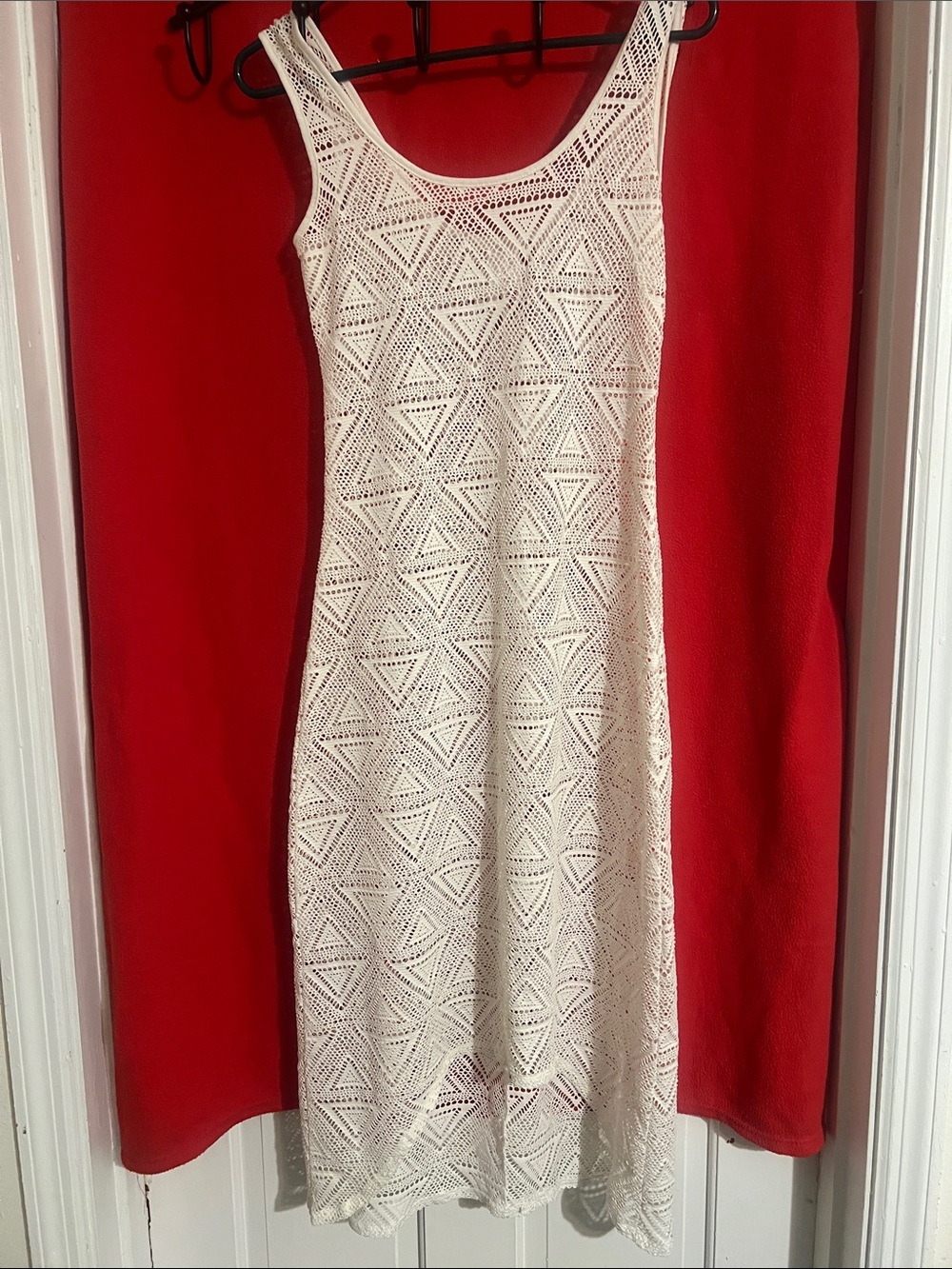 Women's Cream Crochet Tank Dress